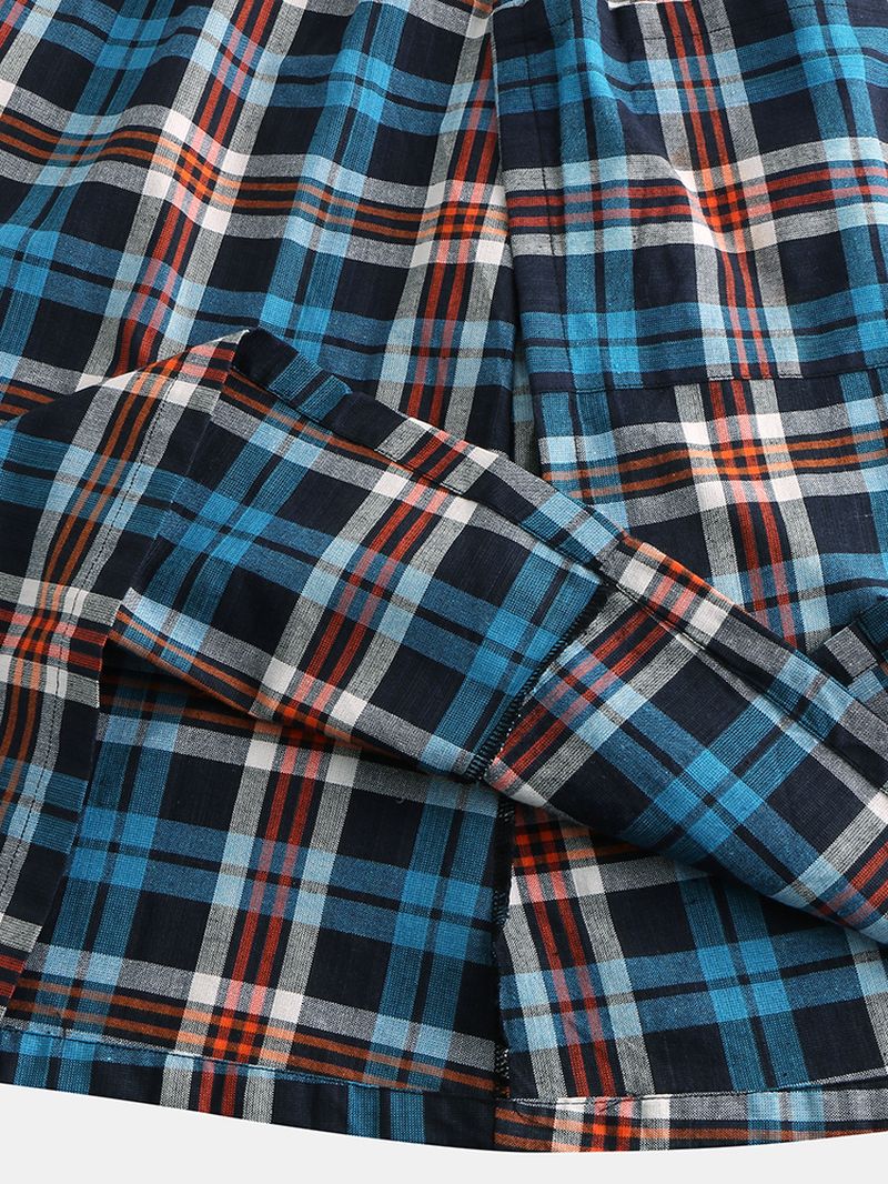 Heren Casual Plaid Pocket Katoen Casual Home Bad Nachtkleding Rokken