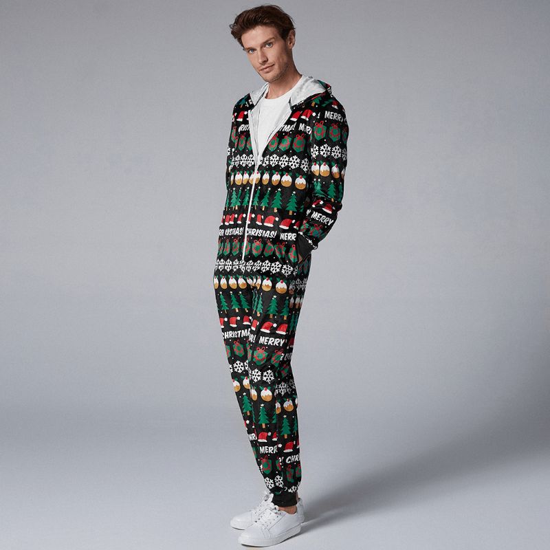 Heren Pyjama's Met Kerstpatroon En Capuchon Met Capuchon