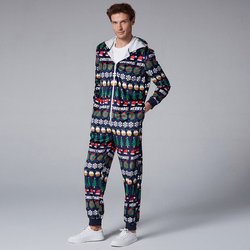 Heren Pyjama's Met Kerstpatroon En Capuchon Met Capuchon