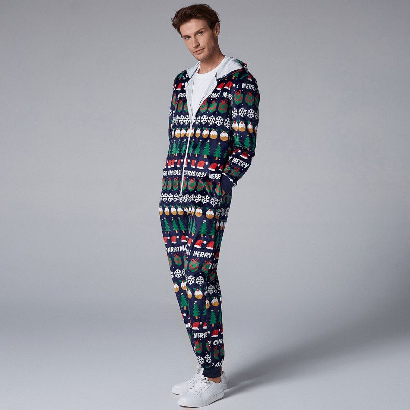 Heren Pyjama's Met Kerstpatroon En Capuchon Met Capuchon