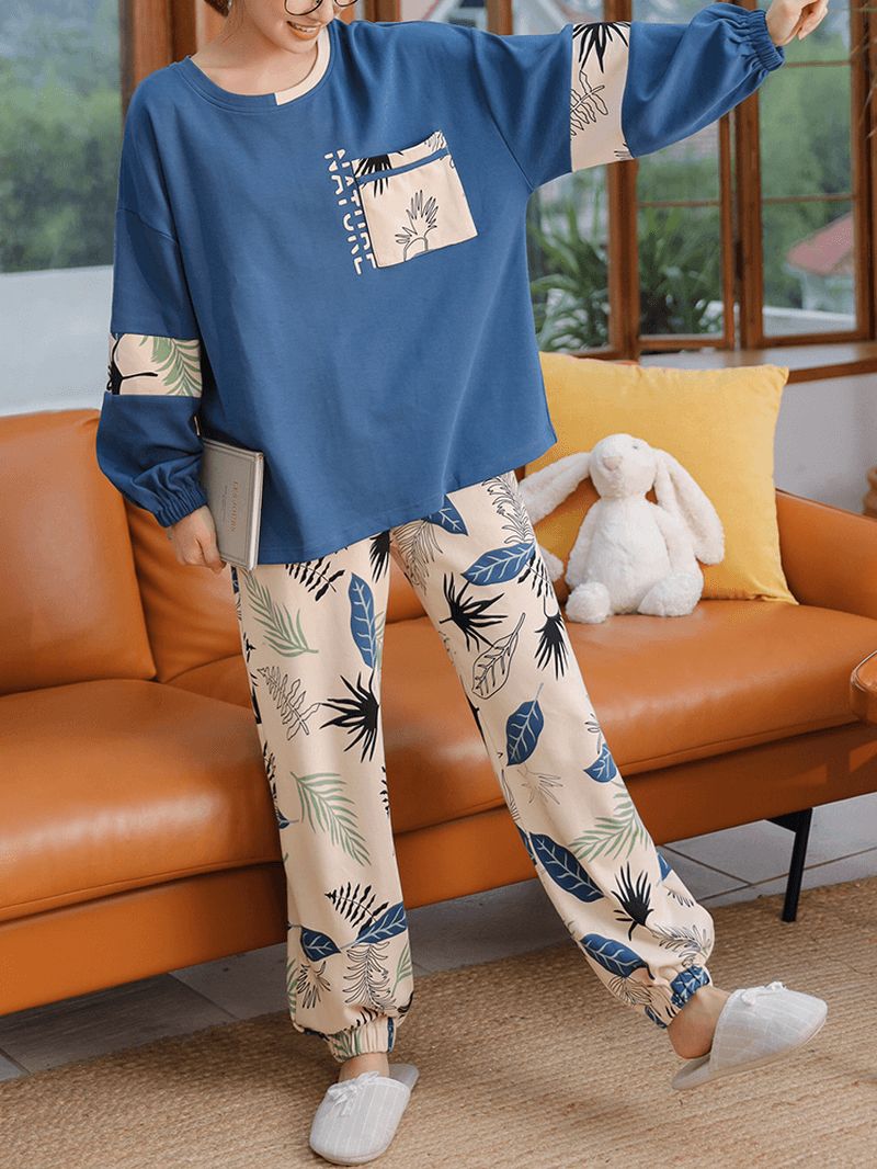 Plus Size Vrouwen Cartoon Animal Print Plaid Broek Thuis Casual Pyjama Sets