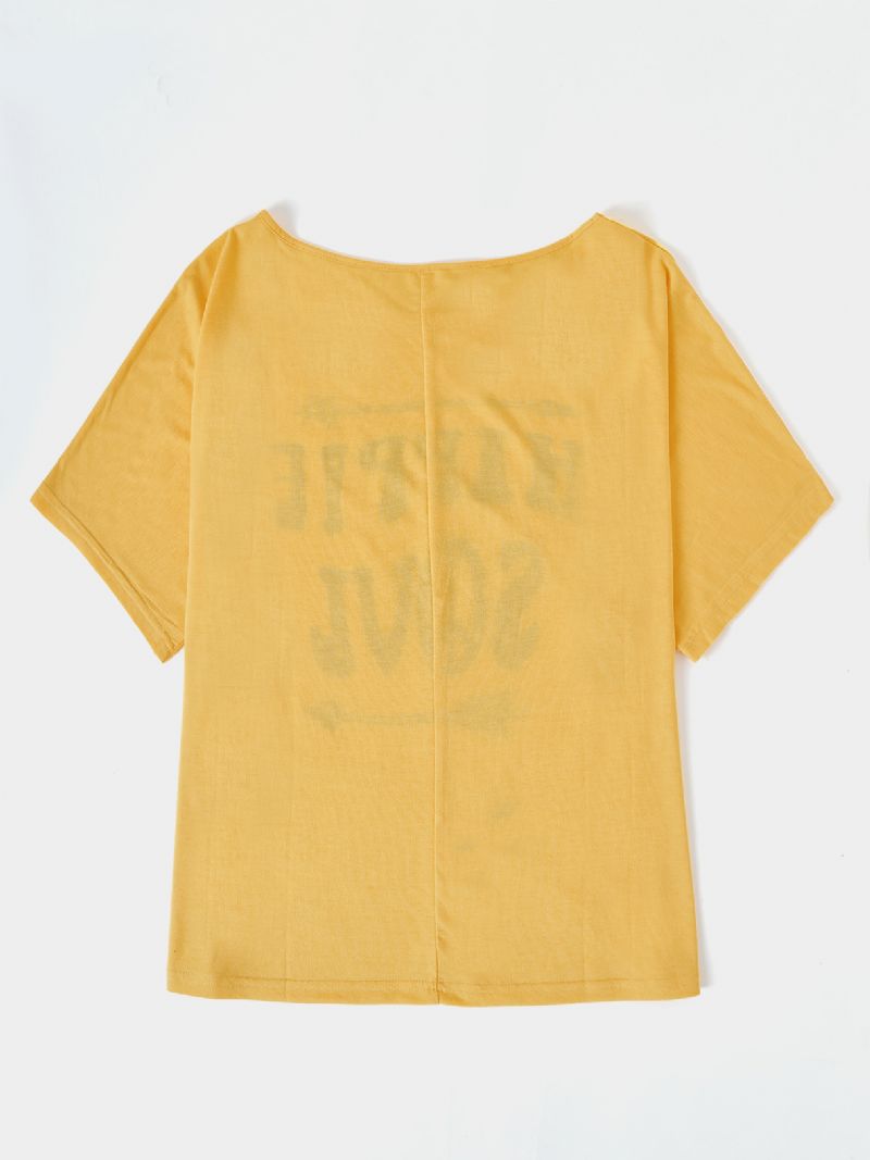 Casual T-shirts Met Ronde Hals En Korte Mouwen Met Letterprint