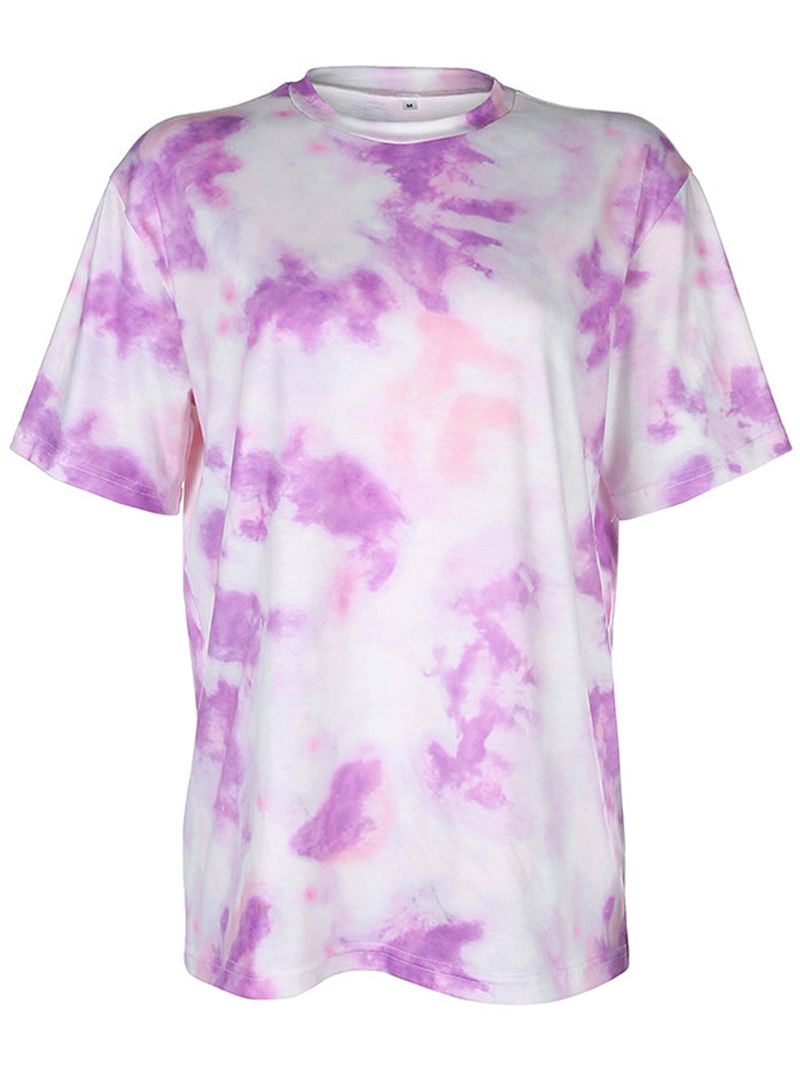 Tie Dye Print Dames Zomer Sport Tweedelige Top Casual T-shirts