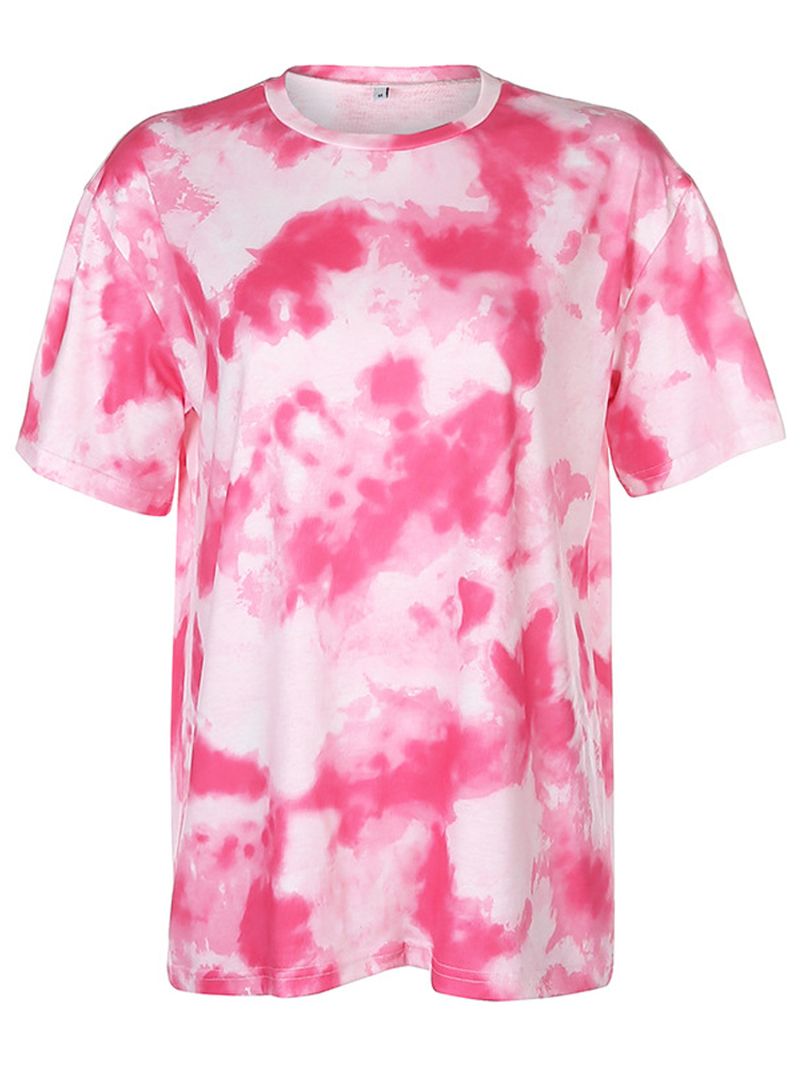 Tie Dye Print Dames Zomer Sport Tweedelige Top Casual T-shirts