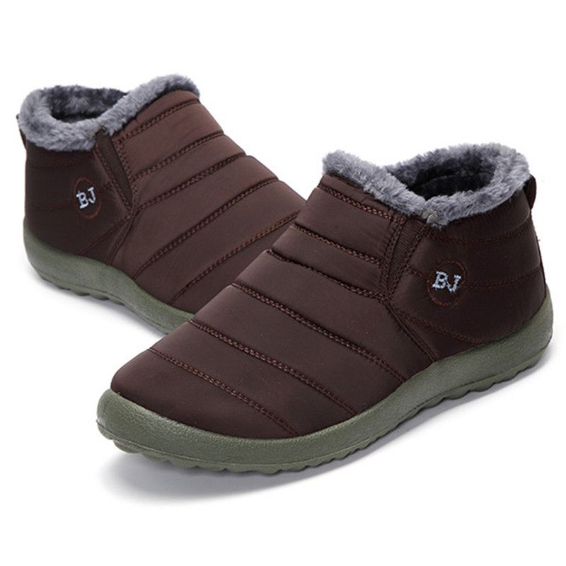 Bj Shoes Warme Wollen Voering Platte Enkelsneeuwlaarzen Voor Dames