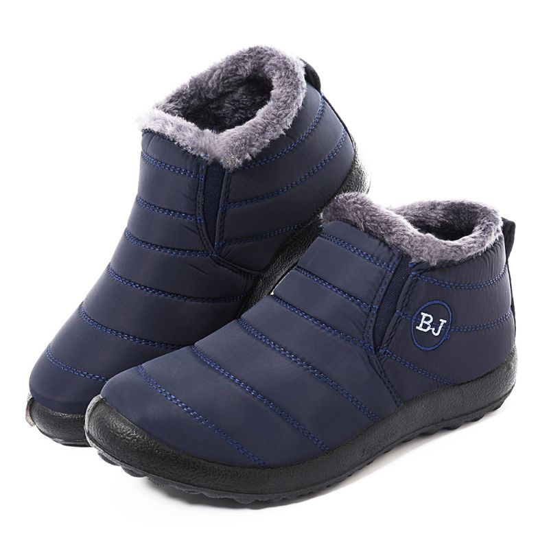 Bj Shoes Warme Wollen Voering Platte Enkelsneeuwlaarzen Voor Dames