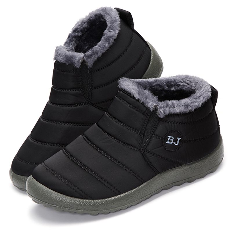 Bj Shoes Warme Wollen Voering Platte Enkelsneeuwlaarzen Voor Dames