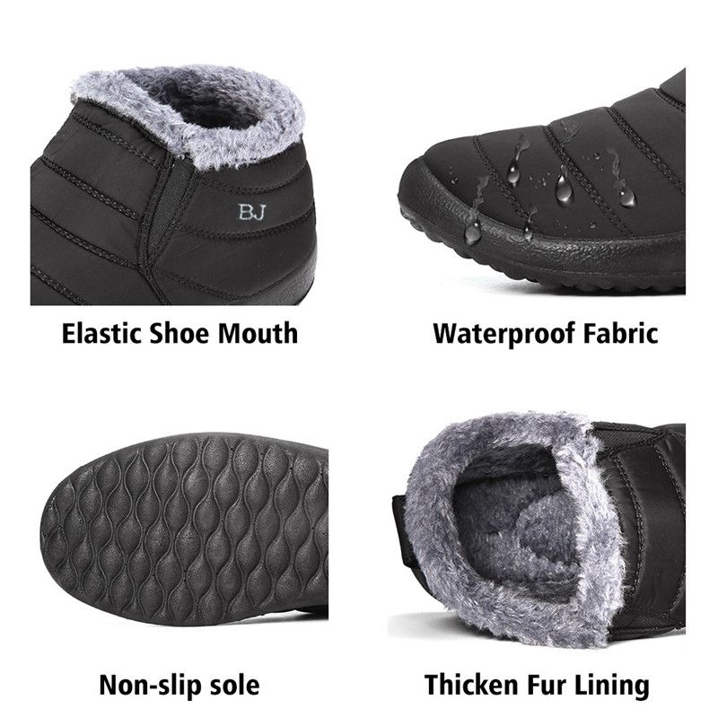 Bj Shoes Warme Wollen Voering Platte Enkelsneeuwlaarzen Voor Dames