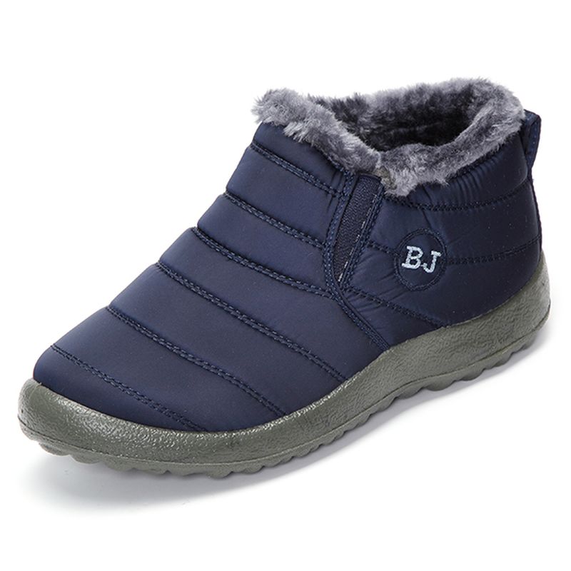 Bj Shoes Warme Wollen Voering Platte Enkelsneeuwlaarzen Voor Dames