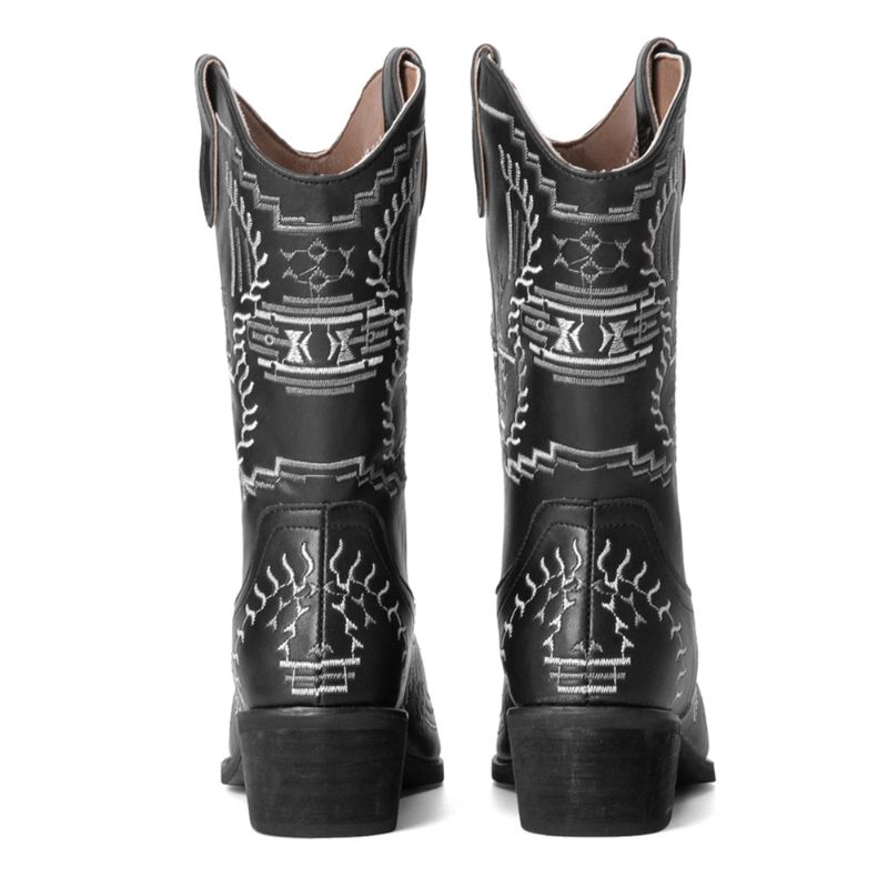 Dames Casual Puntschoen Vintage Geborduurde Western Cowboylaarzen Martin Boots