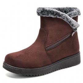 Dames Warm Gevoerde Maat Rits Effen Kleur Enkel Snowboots