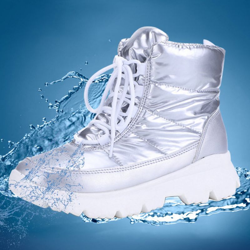 Dames Warme Voering Waterdichte Veterschoenen Korte Snowboots