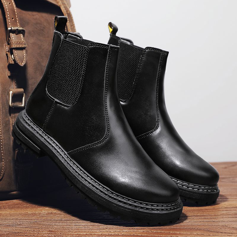 Heren Stiksels Elastische Band Pure Kleur Korte Casual Chelsea Boots