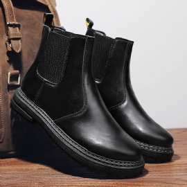 Heren Stiksels Elastische Band Pure Kleur Korte Casual Chelsea Boots