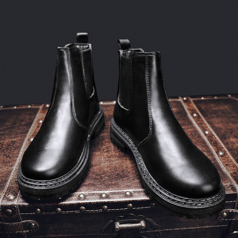 Heren Stiksels Elastische Band Pure Kleur Korte Casual Chelsea Boots