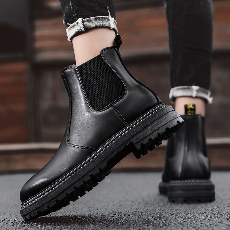 Heren Stiksels Elastische Band Pure Kleur Korte Casual Chelsea Boots