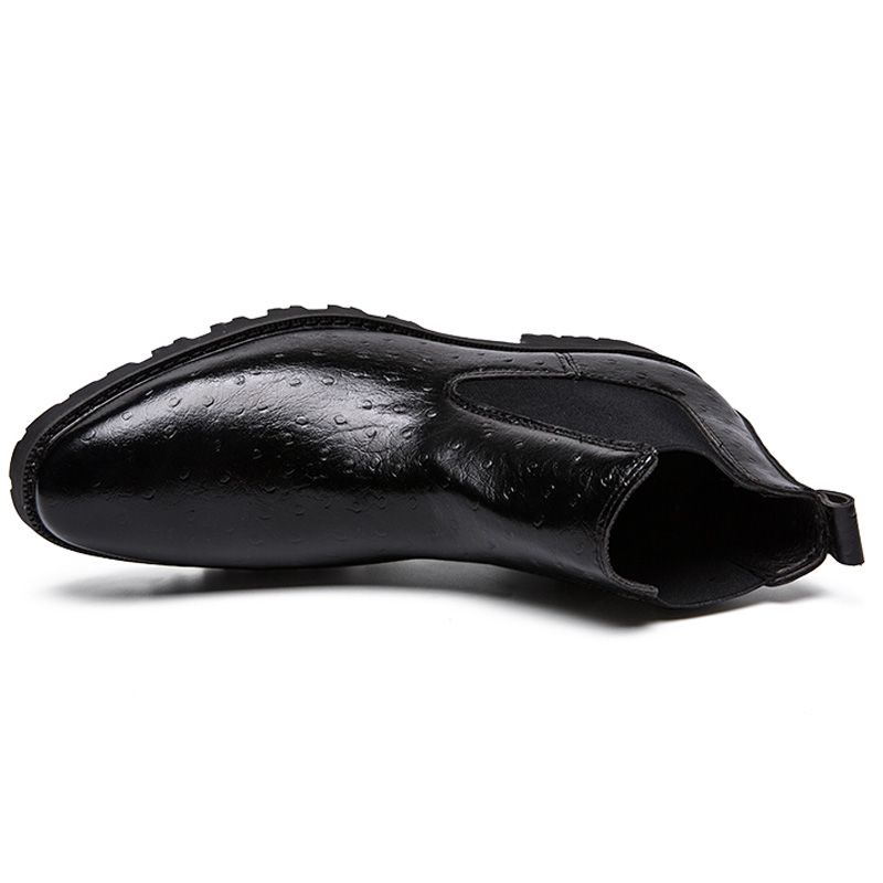 Heren Vintage Elastische Slip-on Zakelijke Leren Enkellaarsjes