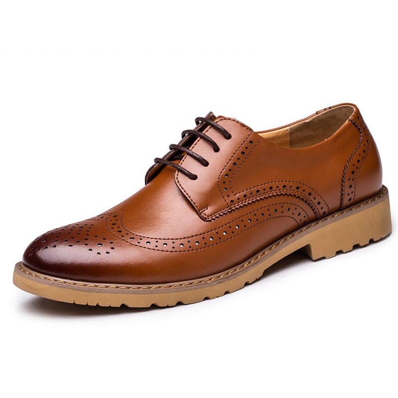 Echt Lederen Brogue Gesneden Zakelijke Casual Oxfords