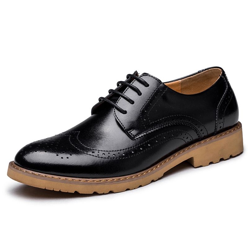 Echt Lederen Brogue Gesneden Zakelijke Casual Oxfords