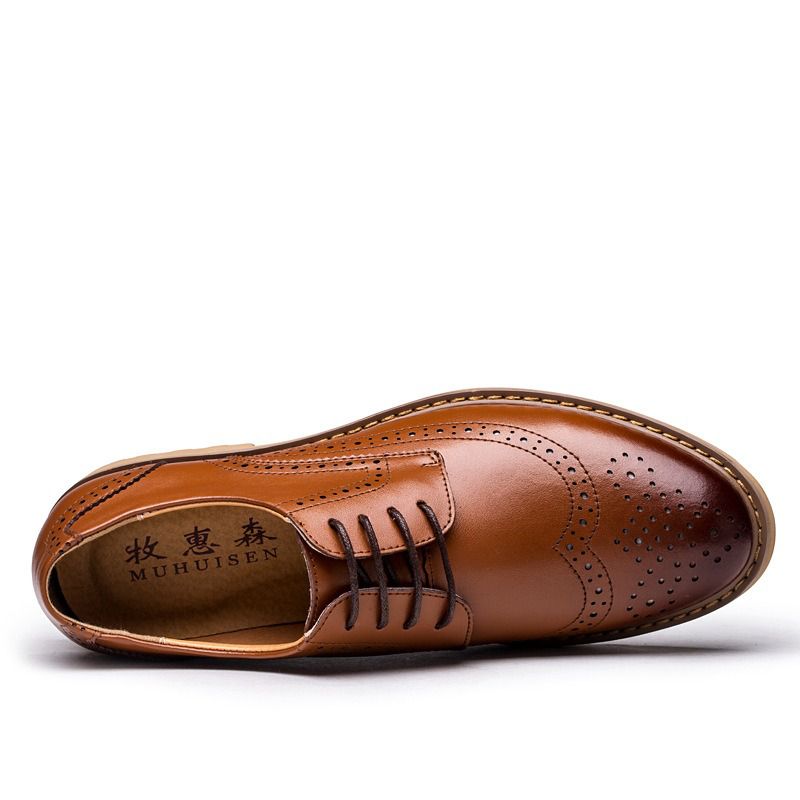 Echt Lederen Brogue Gesneden Zakelijke Casual Oxfords