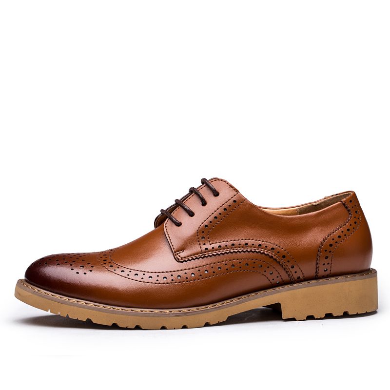 Echt Lederen Brogue Gesneden Zakelijke Casual Oxfords