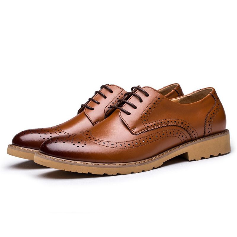 Echt Lederen Brogue Gesneden Zakelijke Casual Oxfords