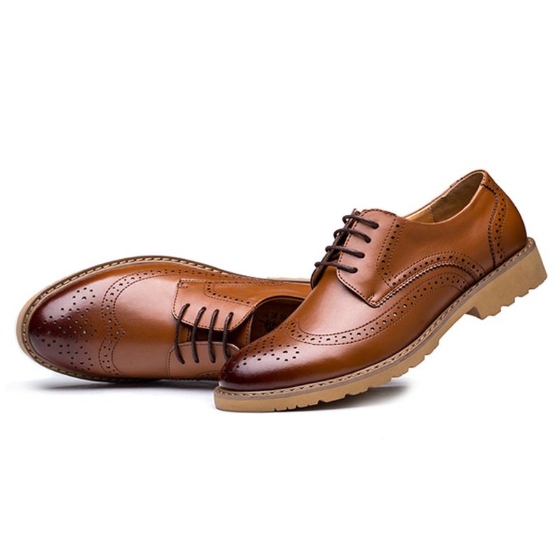 Echt Lederen Brogue Gesneden Zakelijke Casual Oxfords