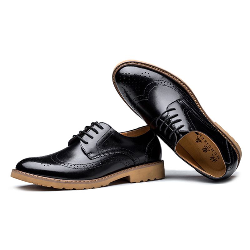 Echt Lederen Brogue Gesneden Zakelijke Casual Oxfords