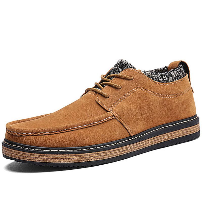 Heren Brogue Stijl Gebreide Suède Zachte Zool Warme Oxford Schoenen