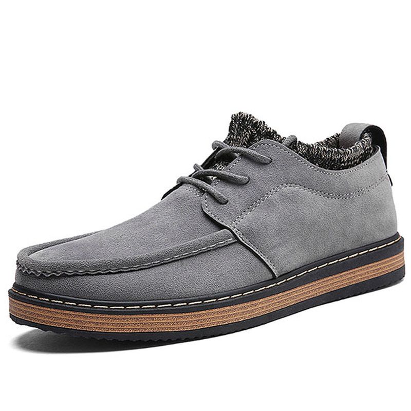 Heren Brogue Stijl Gebreide Suède Zachte Zool Warme Oxford Schoenen