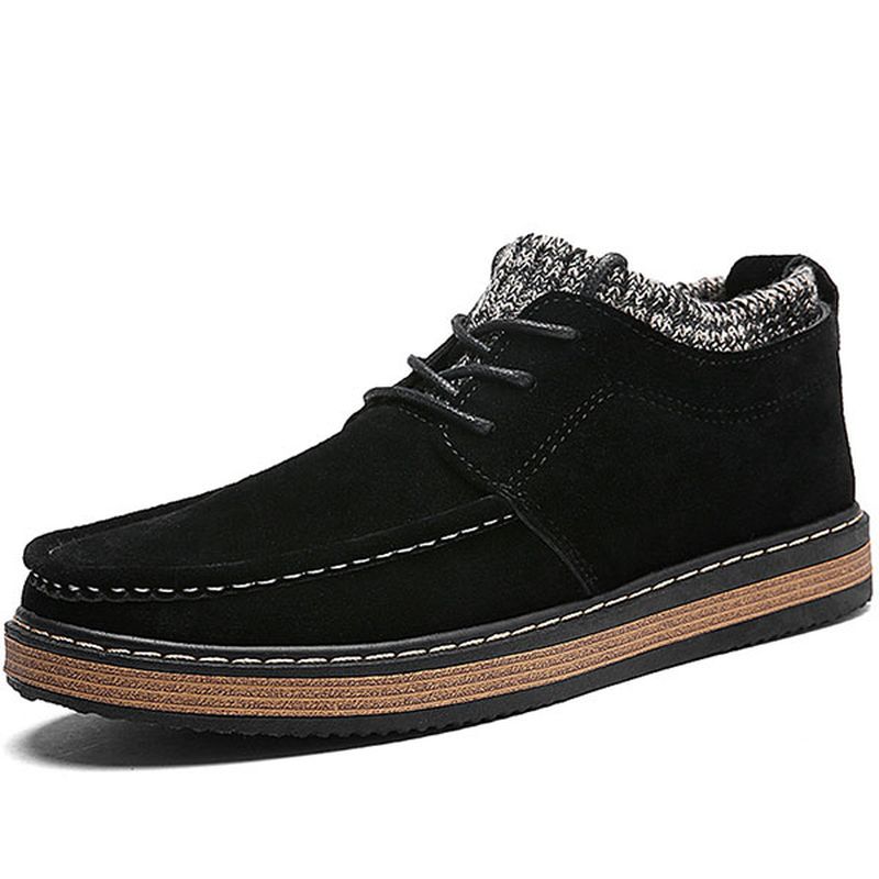 Heren Brogue Stijl Gebreide Suède Zachte Zool Warme Oxford Schoenen