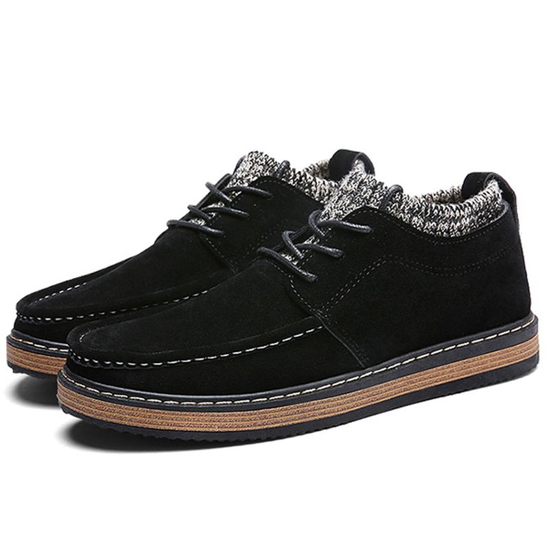 Heren Brogue Stijl Gebreide Suède Zachte Zool Warme Oxford Schoenen