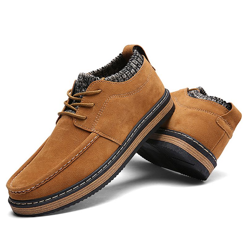 Heren Brogue Stijl Gebreide Suède Zachte Zool Warme Oxford Schoenen