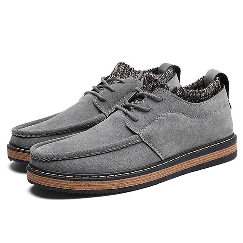 Heren Brogue Stijl Gebreide Suède Zachte Zool Warme Oxford Schoenen