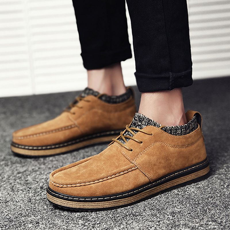 Heren Brogue Stijl Gebreide Suède Zachte Zool Warme Oxford Schoenen