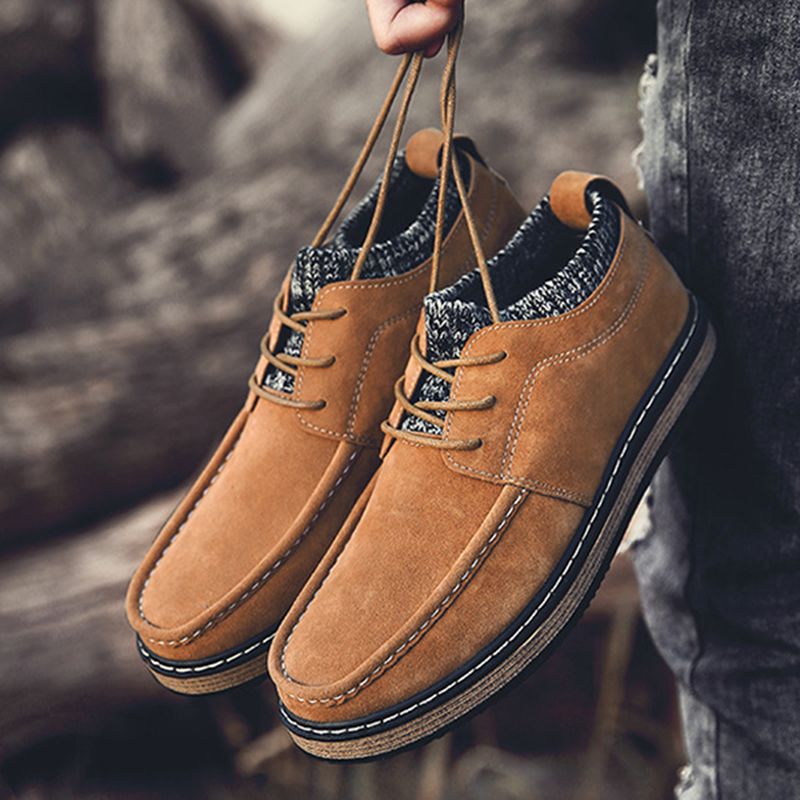 Heren Brogue Stijl Gebreide Suède Zachte Zool Warme Oxford Schoenen