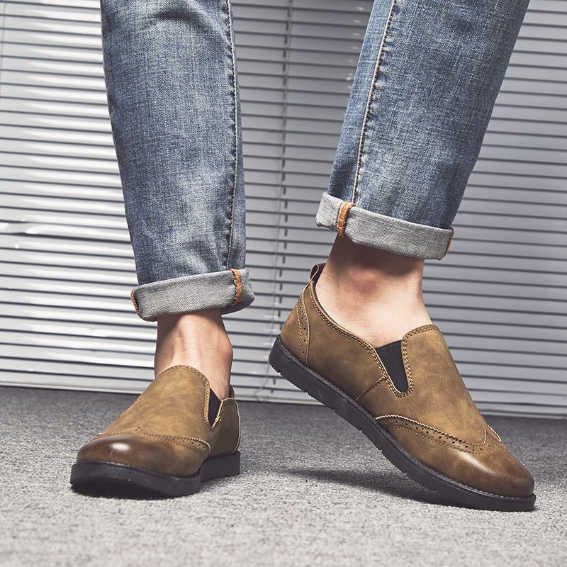 Heren Business Casual Loafers Chelsea Slip-on Werkjurk Handstiksels Schoenen