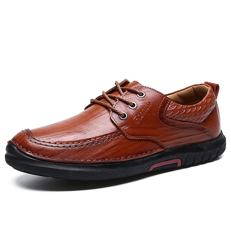 Heren Casual Soft Sole Lederen Oxfords Schoenen Met Veters