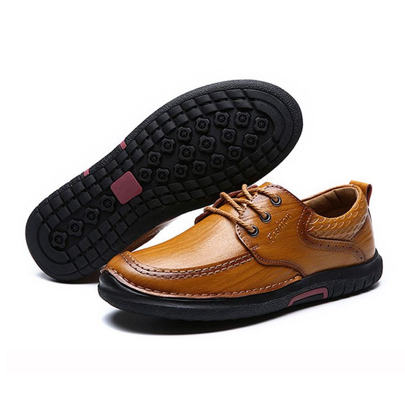 Heren Casual Soft Sole Lederen Oxfords Schoenen Met Veters