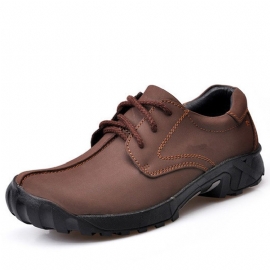 Heren Outdoor Casual Flat Lace-up Lederen Bergbeklimmen Zachte Comfortabele Schoenen