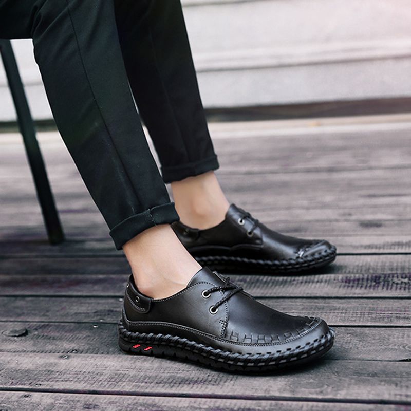 Leren Buiten Oxfords Met Veters En Zachte Zool Zakelijke Formele Schoenen