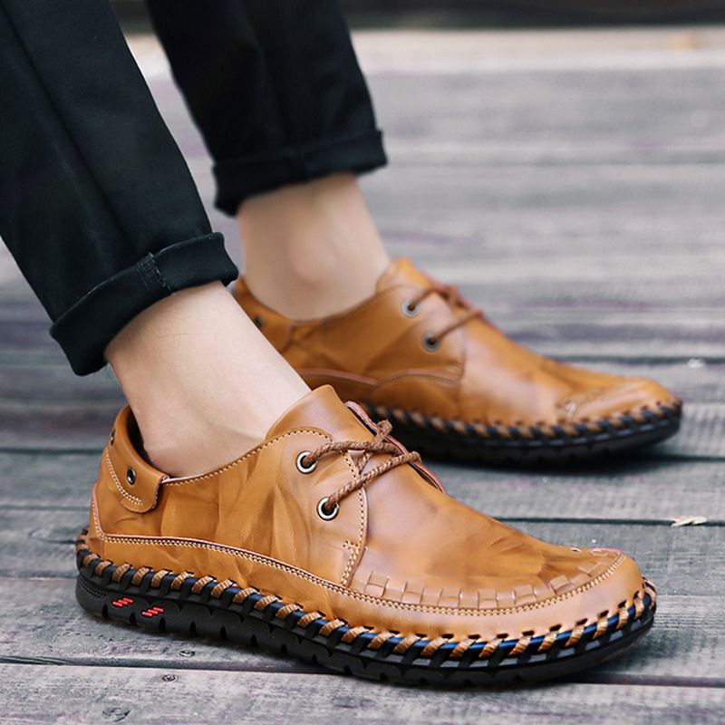 Leren Buiten Oxfords Met Veters En Zachte Zool Zakelijke Formele Schoenen