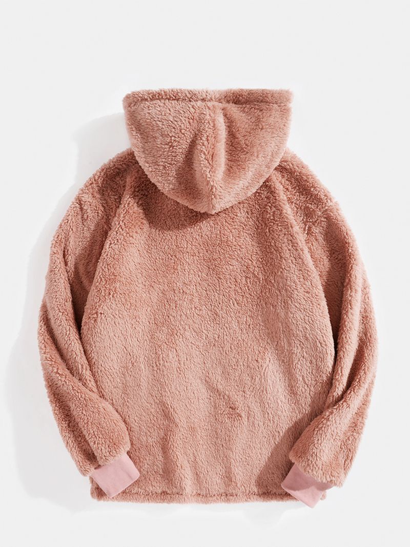 Heren Casual Pluche Teddy Rits Pure Pockets Hooded Jassen