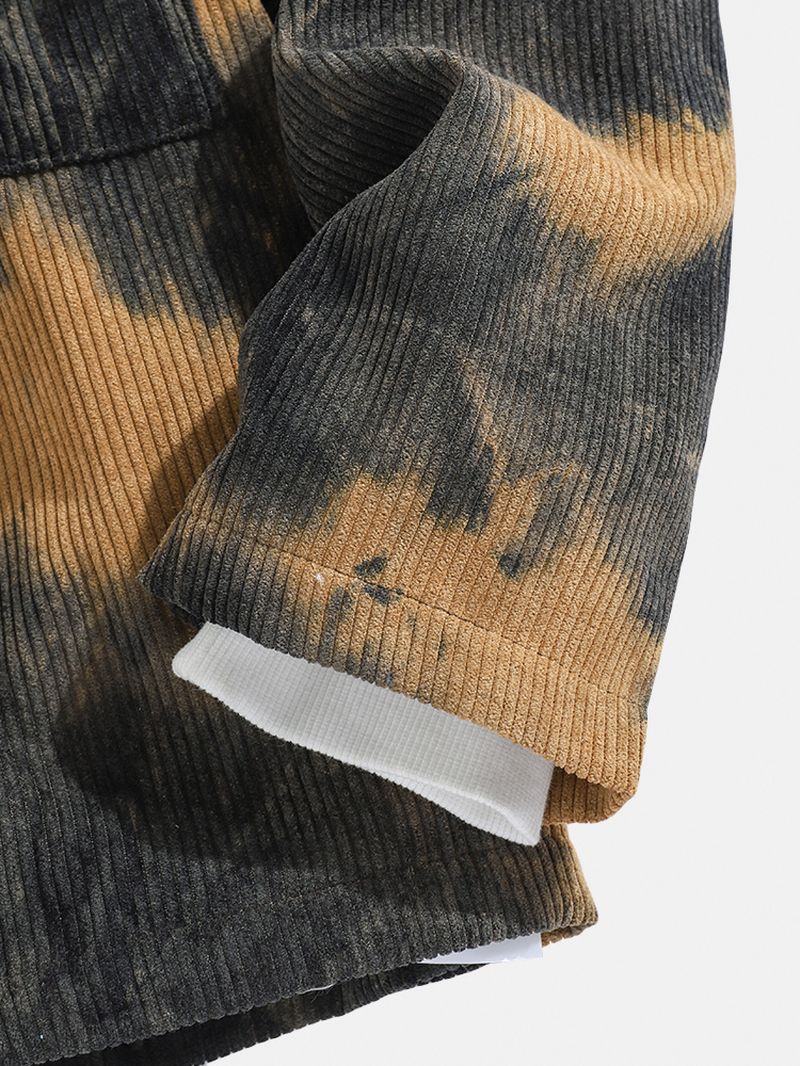 Heren Corduroy Tie-dye Reversjack Met Lange Mouwen En Dubbele Zak