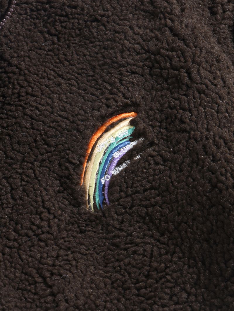 Heren Letter Regenboog Geborduurd Fleece Warm Casual Jasje