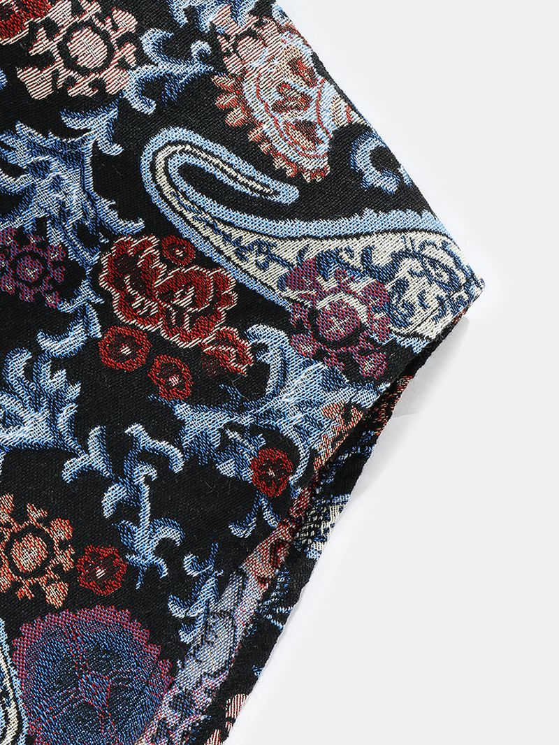 Heren Paisley-patroon Overhemdjack In Etnische Stijl Met Knopen En Revers