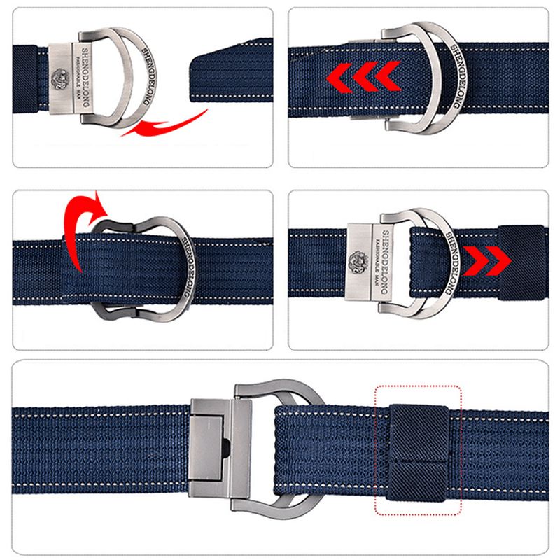 125cm Heren Dubbele Ring Gesp Riem Outdoor Canvas Militaire Tactische Jeans Strip