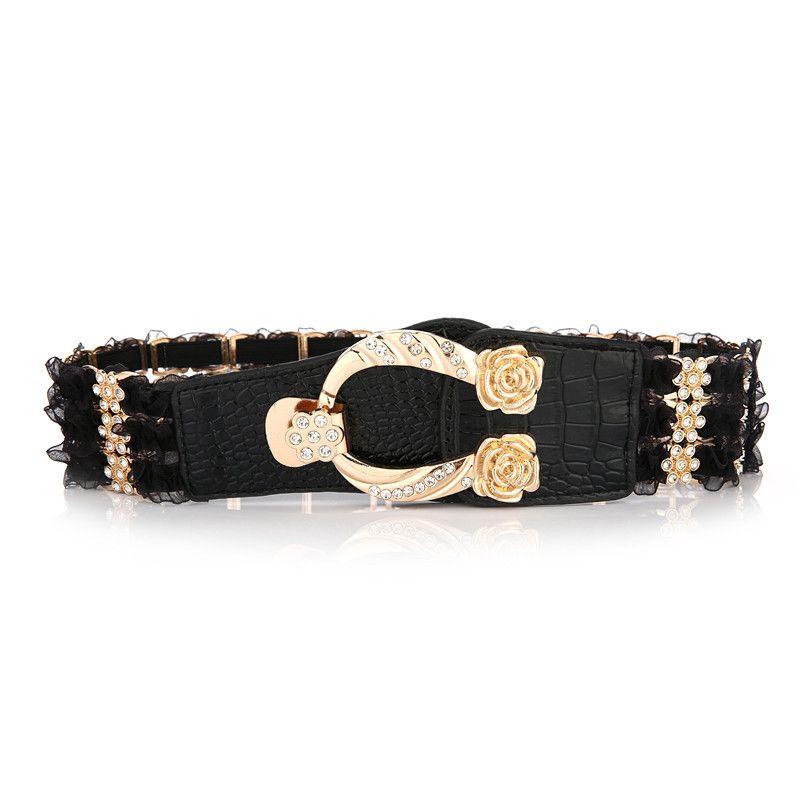 Dames Elastische Riem Accessoires Decoratieve Strass Riem