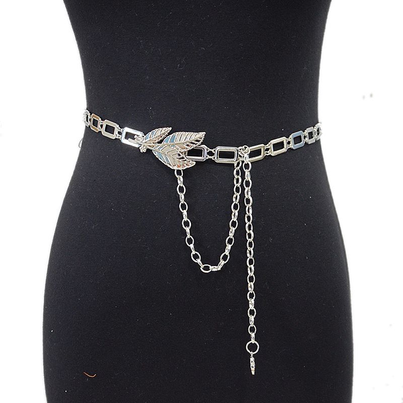 Dames Metalen Tailleketting Met Metalen Bladdecoratie Damesriem