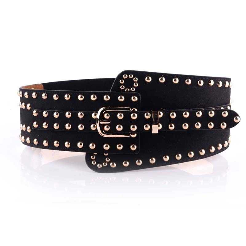 Gepersonaliseerde Klinknagel Punk Dames Met Elastische Brede Tailleband Mode Riem